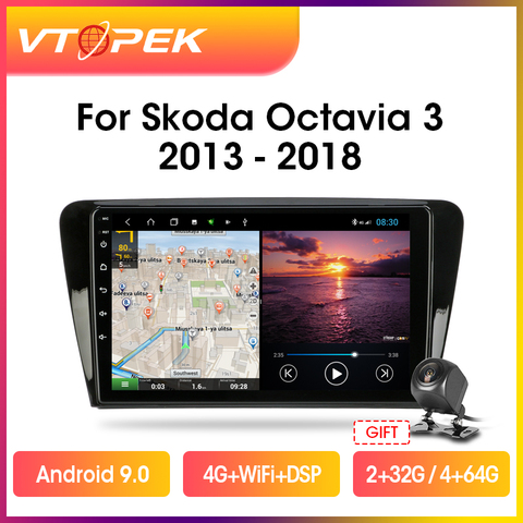 Автомагнитола Vtopek, 2DIN, 10,1 дюйма, Android 10,0, GPS-навигация для Volkswagen SKODA Octavia 3 A7 2014-2022 ► Фото 1/6