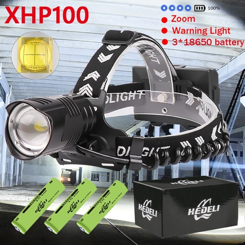 Новый светодиодный фонарь XHP100, мощный светодиодный налобный фонарь XHP90.2, Usb 18650, перезаряжаемый налобный фонарь XHP50.2, налобный фонарь с зумом,... ► Фото 1/6