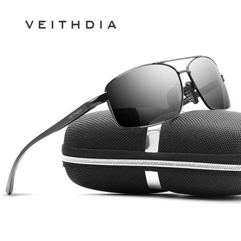 Мужские винтажные солнцезащитные очки VEITHDIA, с поляризационными стеклами в алюминиевой оправе, модель 2458, 2022 ► Фото 1/6