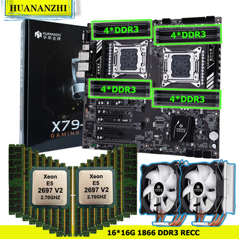 HUANANZHI X79-16D материнская плата CPU RAM Combo на продажу, двойной процессор Intel Xeon E5 2697 V2 2,7 ГГц память 256 ГБ (16*16 Гб) RECC ► Фото 1/6