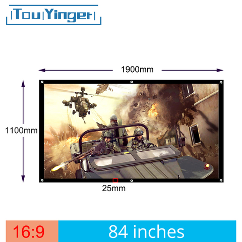 Портативный экран для проектора, 84 дюйма, 16:9, пластиковый проектор, экран для домашнего кинотеатра, бара, дискотеки, поддержка путешествий, с... ► Фото 1/6