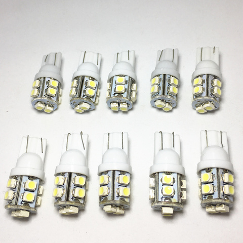 10 шт. Автомобильный светодиодный светильник T10 W5W 168 194 1210 10 SMD светодиодный 3528 SMD автомобильный мотоцикл светодиодный белый синий боковой кли... ► Фото 1/6