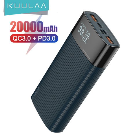 Блок питания KUULAA 20000 мАч, QC PD 3,0 повербанк быстрой зарядки, 20000 мАч, внешний USB аккумулятор, зарядное устройство для Xiaomi Mi ► Фото 1/6