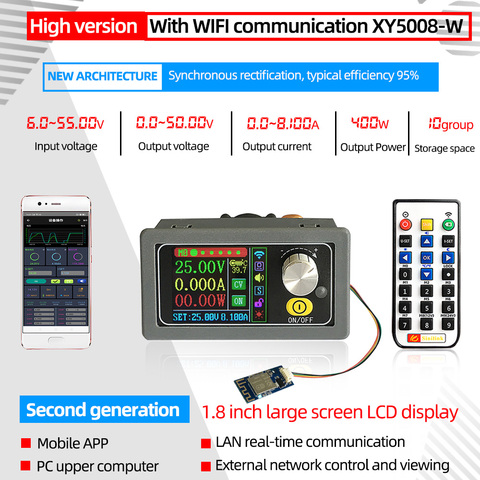 DC0-50V 8A 400 Вт цифровая камера с Wi-Fi для DC-DC Шаг вниз Регулируемый Питание модуль постоянного преобразователь напряжения и тока регулятор напряжения ► Фото 1/6