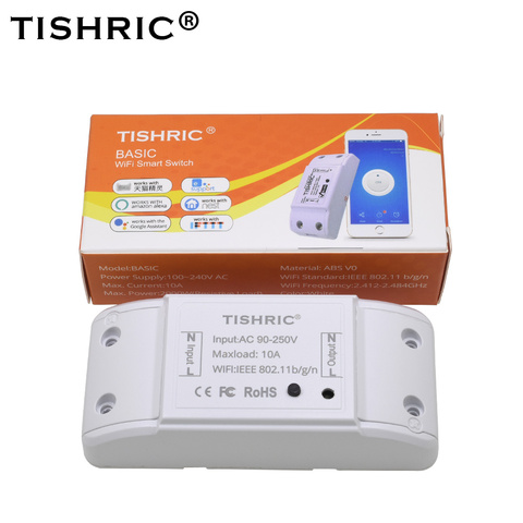 Умный выключатель TISHRIC, базовый светильник Wi-Fi 220 В, совместим с Alexa, Google Home ► Фото 1/6
