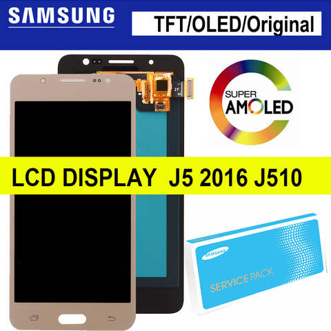 TFT/OLED/Super AMOLED LCD для SAMSUNG Galaxy J5 2016 ЖК-дисплей J510 J510F J510FN J510M сенсорный экран дигитайзер Запасные части ► Фото 1/5