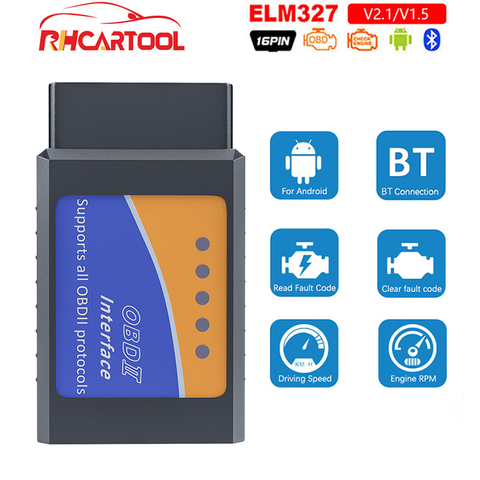 Мини Elm327 Bluetooth OBD2 V1.5 Elm 327 V 1,5 V2.1 OBD 2 Автомобильный диагностический сканер Elm-327 OBDII адаптер автомобильный диагностический инструмент ► Фото 1/6