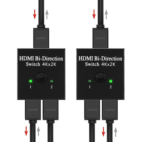 Двунаправленный переключатель HDMI, 2 порта, 1x2/2x1, сплиттер HDMI, порты Sup Ultra HD 4K 1080P 3D HDR HDCP для PS4, Xbox, HDTV ► Фото 1/6