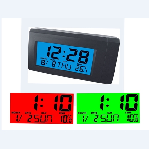 Автомобильные цифровые часы CT66 с термометром, мини-часы для авто, с Цветной подсветкой, украшение для месяца, даты, термометра ► Фото 1/6