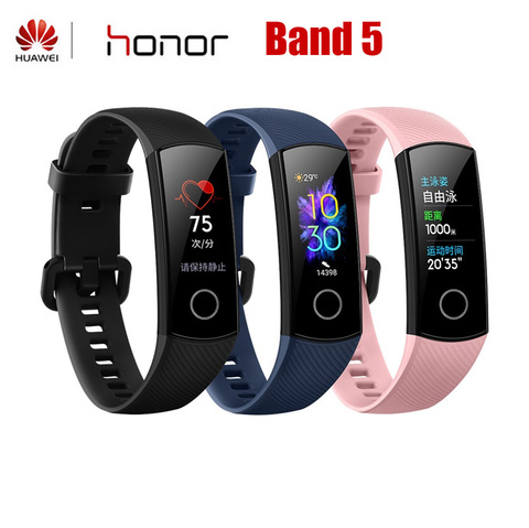 Фитнес-браслет Huawei Honor Band 5 с функцией отслеживания уровня кислорода в крови и пульсометром, водонепроницаемость до 50 м, умный Браслет BT4.2 для Honor Band 5 с диагональю 0,95 дюйма ► Фото 1/1