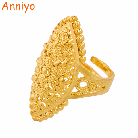 Anniyo арабский золотой цвет свободный размер кольцо для женщин/подростков, Ближний Восток Дубай Свадебные ювелирные изделия искусственная партия подарок #093806 ► Фото 1/4