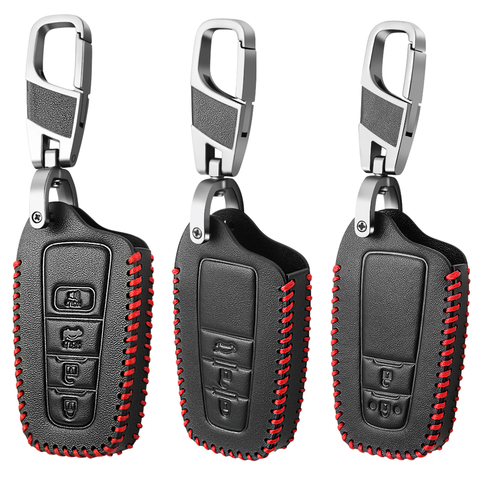 Кожаный чехол для ключей для Toyota Camry CHR Corolla RAV4 Avalon Land Cruiser Prado Prius, чехол дистанционного брелока 2 3 4 кнопки 2022 ► Фото 1/6
