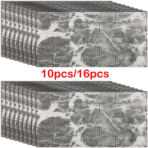 3D-наклейки на стену в виде кирпича, самоклеящиеся панели, украшение для гостиной, пенопластовое водонепроницаемое покрытие, фоновые обои, украшение для дома ► Фото 1/6