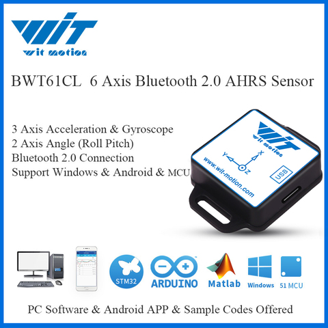 Bluetooth 2,0 BWT61CL датчик, 2 оси, цифровой угол наклона + 3 оси ускорения + гироскоп MPU6050 Инклинометр для ПК/Android/MCU ► Фото 1/6