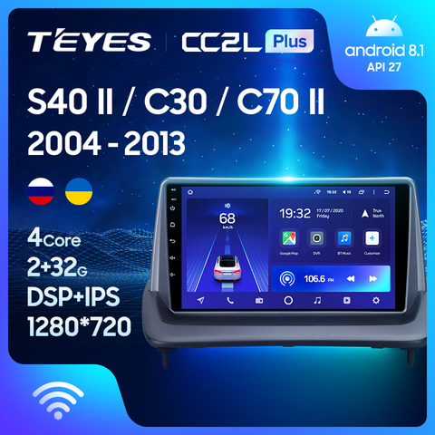 TEYES CC2L Plus Штатная магнитола For Вольво S40 MS For C30 1 For C70 2 For Volvo S40 II 2 MS C30 I 1 C70 II 2005 - 2013 Android 8.1 + DSP 2DIN автомагнитола 2 DIN DVD GPS мультимедиа автомобиля головное устройство ► Фото 1/6