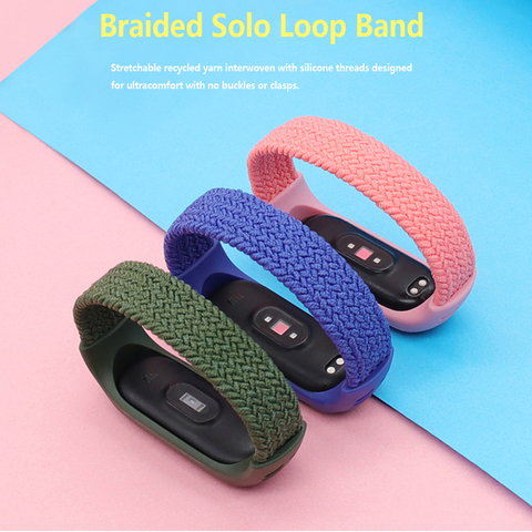Solo Loop для Mi band 5 ремешок нейлоновый Плетеный pulseira браслет Miband4 Miband5 браслет для xiaomi Mi band 4 3 ремешок ► Фото 1/6