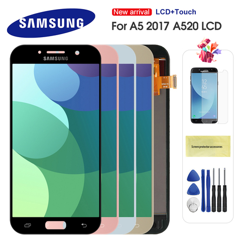 ЖК-дисплей для Samsung Galaxy A5 2017 LCD A520 SM-A520F ЖК-дисплей сенсорный экран дигитайзер в сборе для A5 A520 ЖК-экран ► Фото 1/6