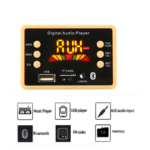 Набор микросхем AC6926, 5 В, 12 В, Bluetooth 5,0, MP3 декодер, плата, модуль, FM-радио, MP3 FLAC WMA WAV, автомобильный комплект ► Фото 1/6