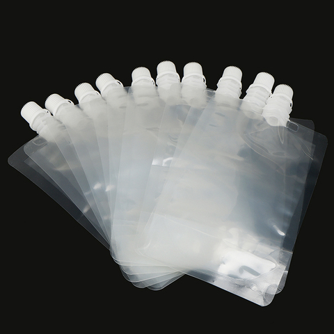 10 шт. 200 мл пластиковый прозрачный пакет для напитков, для сока, прозрачная фляга, для всасывания свежей жидкости, упаковка, карман ► Фото 1/6