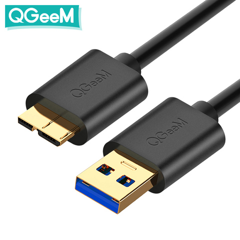 Кабель QGEEM 1,5 M USB 3,0 Type A to Micro B для внешнего жесткого диска HDD Samsung S5 Note3 USB HDD кабель для передачи данных ► Фото 1/6