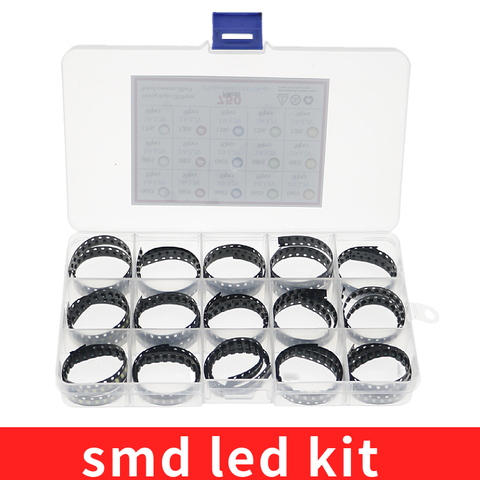 750 шт./лот SMD LED Kit 0603 0805 1206 красный/зеленый/синий/белый/желтый светодиод, набор 5 цветов по 50 шт. ► Фото 1/5