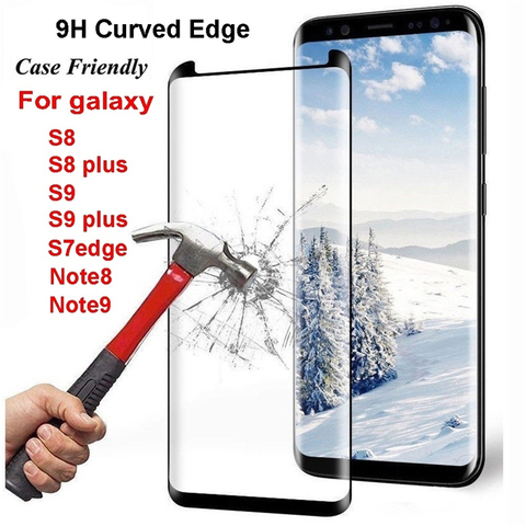 9H изогнутый край закаленное стекло протектор экрана для Samsung Galaxy S8 S9 Plus S7 Edge/ Note 8 9 10 Переднее стекло пленка Чехол Чехлы ► Фото 1/6