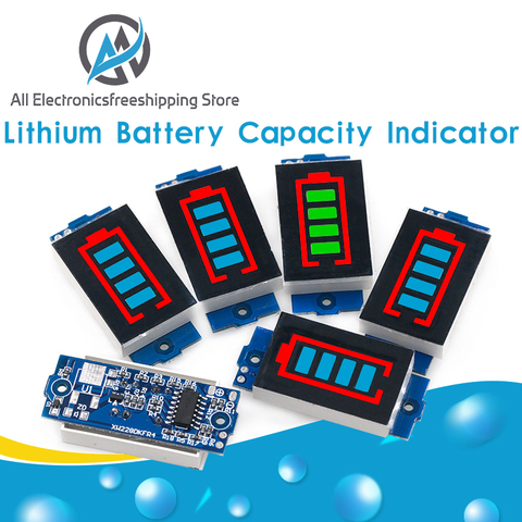 Модуль индикатора емкости литиевой батареи 1S 2S 3S, одиночный 3,7 В, синий дисплей 4,2 в, тестер мощности литий-ионной батареи для электромобилей ► Фото 1/6