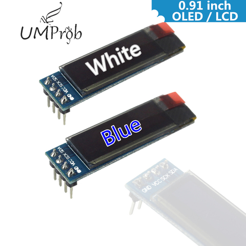 0,91 дюйма 128x32 IIC I2C белый/синий OLED ЖК-дисплей DIY модуль SSD1306 Драйвер IC DC 3,3 В 5 В для arduino ► Фото 1/6