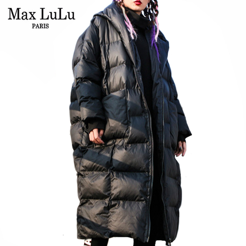 Женская Теплая Куртка Max LuLu, длинная стеганая куртка с капюшоном в Корейском стиле, винтажная утепленная парка размера плюс, зима 2022 ► Фото 1/6
