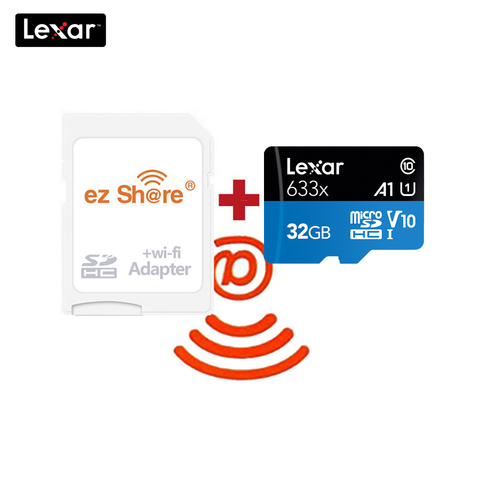 Беспроводная карта памяти ezshare, Wi-Fi, SD-карта + карта Micro SD Lexar, 128 ГБ, 32 ГБ, класс 10, 64 ГБ, 256 ГБ, TF-карта, карта памяти MicroSD, WIFI адаптер ► Фото 1/6