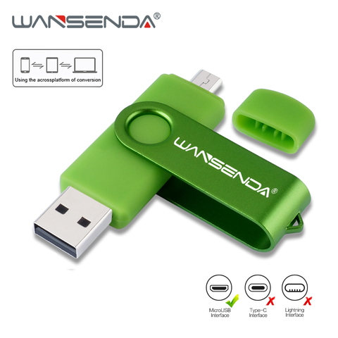 WANSENDA высокоскоростной OTG USB флеш-накопитель металлический флеш-накопитель 16 ГБ 32 ГБ 64 Гб 128 ГБ 256 ГБ Флешка Внешняя память USB карта памяти ► Фото 1/6