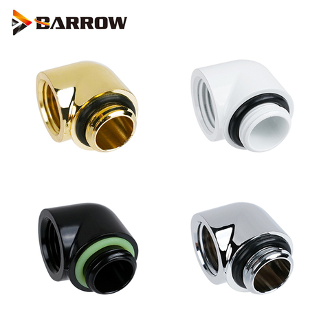 Barrow Brass G1/4 90-градусная арматура, адаптер водяного охлаждения, арматура водяного охлаждения, черный, белый, серебристый цвет ► Фото 1/6