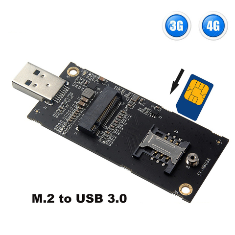 Адаптер M.2-USB 3,0 со слотом для SIM-карты, клавиша B, переносная карта для модуля NGFF LTE 4G ► Фото 1/5