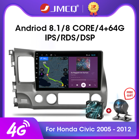 Автомобильный мультимедийный видеоплеер JMCQ, 2 Гб + 32 ГБ, Android 8,1, 4G, Wi-Fi, радио, для Honda Civic 2005-2011, Авторадио, навигация, GPS, головное устройство ► Фото 1/6