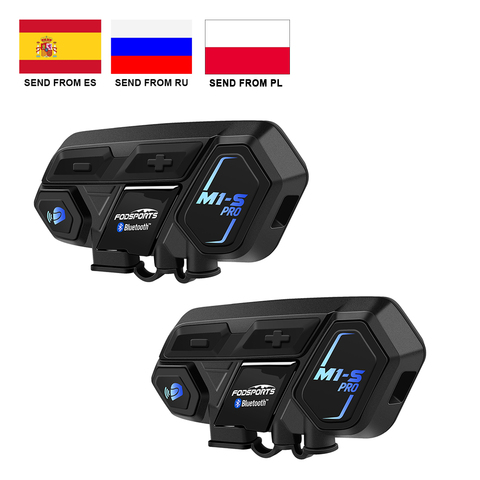 Fodsports 2 шт. M1-S Pro мотоциклетный шлем Интерком bluetooth гарнитура 8 rider 2000 м Интерком Водонепроницаемая группа BT Интерком ► Фото 1/6