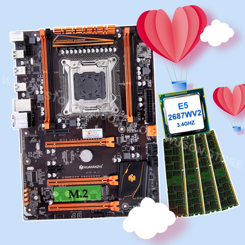 Скидка материнская плата combos huanzhi X79 материнская плата с M.2 NVMe SSD Слот Процессор Intel Xeon E5 2687W V2 RAM 64G (4*16G) 1866 RECC ► Фото 1/6