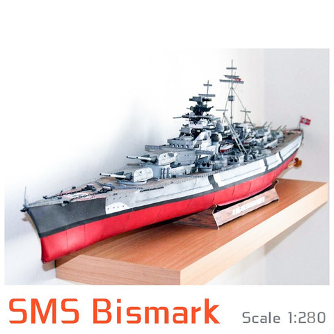 Бумажная модель, немецкий линкор Bismarck, Bismark GPM182, полная версия 1:280 ► Фото 1/6