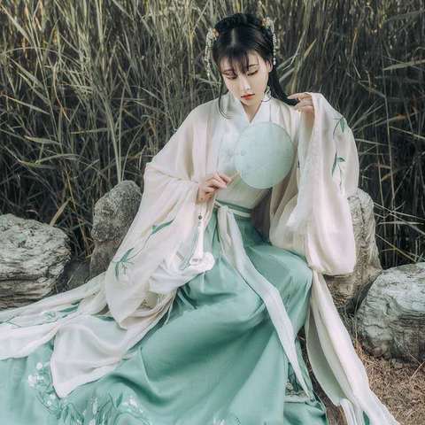 Hanfu Женский костюм династии Цин для китайского танца, древнее традиционное китайское платье Hanfu, костюм феи для сцены ► Фото 1/6