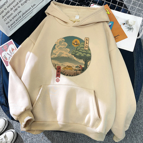 Тоторо Studio Ghibli милые забавные толстовки с принтом в виде героев мультиков, для женщин Ullzang в виде милого героя Аниме Толстовка с рисунком Унесенные призраками Толстовка Женский ► Фото 1/6