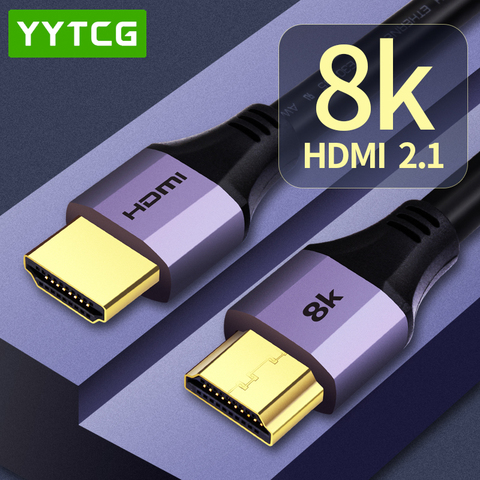 YYTCG 8K Кабель HDMI 2,1 HDR RGB 4:4:4 Аудио Видео кабель Ultra-HD (UHD) 48 Гбит/с 8K 60 Гц 4K 120 Гц Ultra-HD HDMI кабель ► Фото 1/6