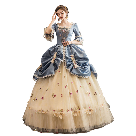 Высококачественное бальное платье в стиле рококо, бальное платье Марии-Антуанетты в стиле барокко времен исторического возрождения 18-го ве... ► Фото 1/6
