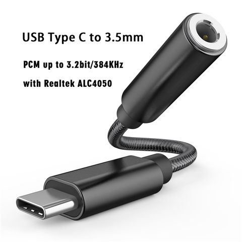 Realtek ALC4050 PCM 32bit/384K цифровой аудио преобразователь DAC Тип USB C до 3,5 мм разъем для подключения гарнитуры Aux декодер адаптера из бескислородной меди, чистый Медь ► Фото 1/6