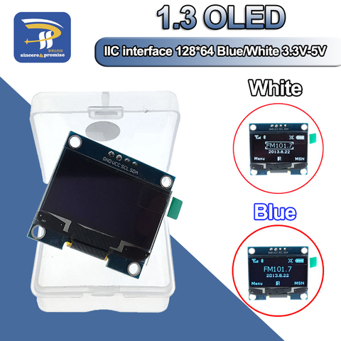 1 шт., светодиодный модуль O диагональю 1,3 дюйма, Φ IIC I2C 128X64, 1,3 дюйма, светодиодный ЖК-дисплей O для Arduino IIC I2C Communicate ► Фото 1/6