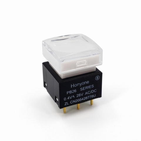 PB26-13M Square 15*15 мм светодиодный подсветкой SPDT, мгновенное самовозвращение, PCB кнопочный выключатель переключатель для видеопроцессора ► Фото 1/6