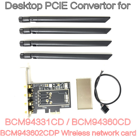 Адаптер BCM94331 BCM94360CD BCM943602CDP WLAN для настольных ПК PCI-E PCIe PCI Express 1X 16X, адаптер конвертер для Apple WIFI-карты ► Фото 1/2