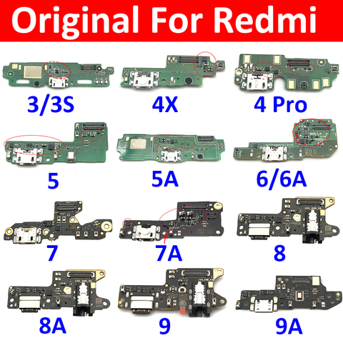 Оригинальный Для Xiaomi redmi 3 3S 4 Pro 4X 5 5A 6 6A 7 7A 8 8A 9A USB-разъем для зарядки, док-порт, микрофон, гибкий кабель, плата ► Фото 1/6