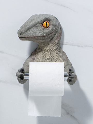 Креативная стойка для туалетной бумаги с динозавром, стеллаж для хранения туалетной бумаги в ванной комнате, держатели для полотенец, стойка, рулонный бочонок, пробивная коробка для салфеток ► Фото 1/6