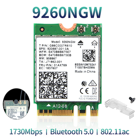 1730 Мбит/с Беспроводной 9260NGW Wi-Fi сетевой карты для Intel 9260 AC 2,4 г/5 ГГц NGFF 802.11ac Wi-Fi Bluetooth 5,0 для ноутбука Windows 10 ► Фото 1/5