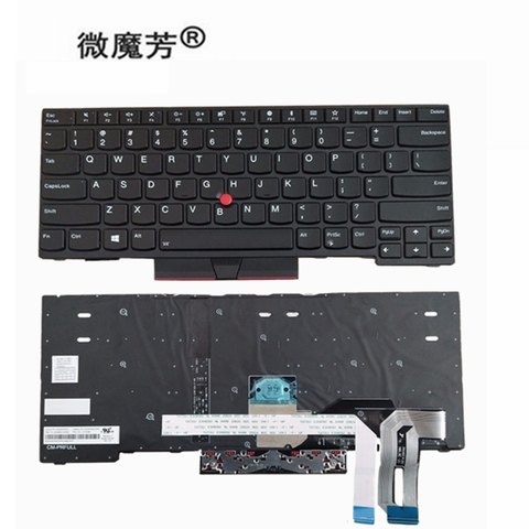 Английская клавиатура с подсветкой для Lenovo Thinkpad E480 E485 L480 L380 T490 E490 E495 L490 T495 yoga L390 T480S P43S 01YP360 US ► Фото 1/3