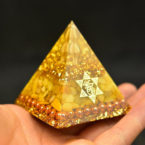 Энергетический преобразователь Aura Orgone, пирамида из оргонита, чакры, кварц, успокаивает душа, авантюрин, полимерный куб с защитой от ЭМП, исце... ► Фото 1/6